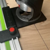Make straight accurate cuts with the Milwaukee m18 router adapter on a Festool and Milwaukee track saw rail