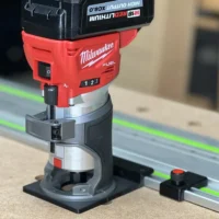 Milwaukee Router Adapter for the M18 trim router. Connect your Milwaukee trim router to track saw rail