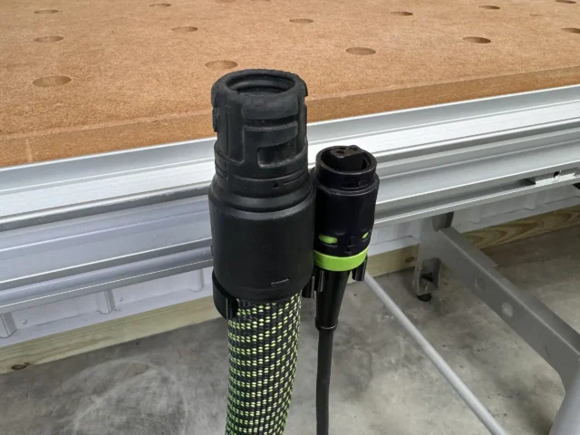 Use your Festool MFT/3 Table and store your Plug-it cable and 27mm Hose by your side
