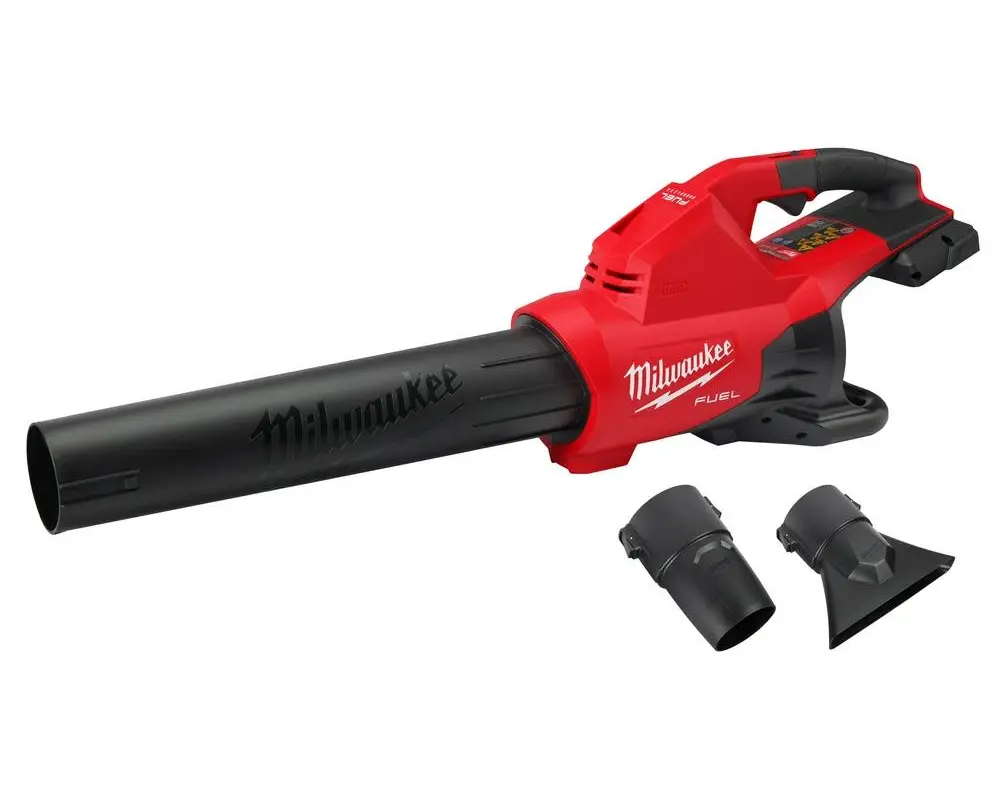 Milwaukee M18 dual battery leaf blower with two stubby nozzle tips