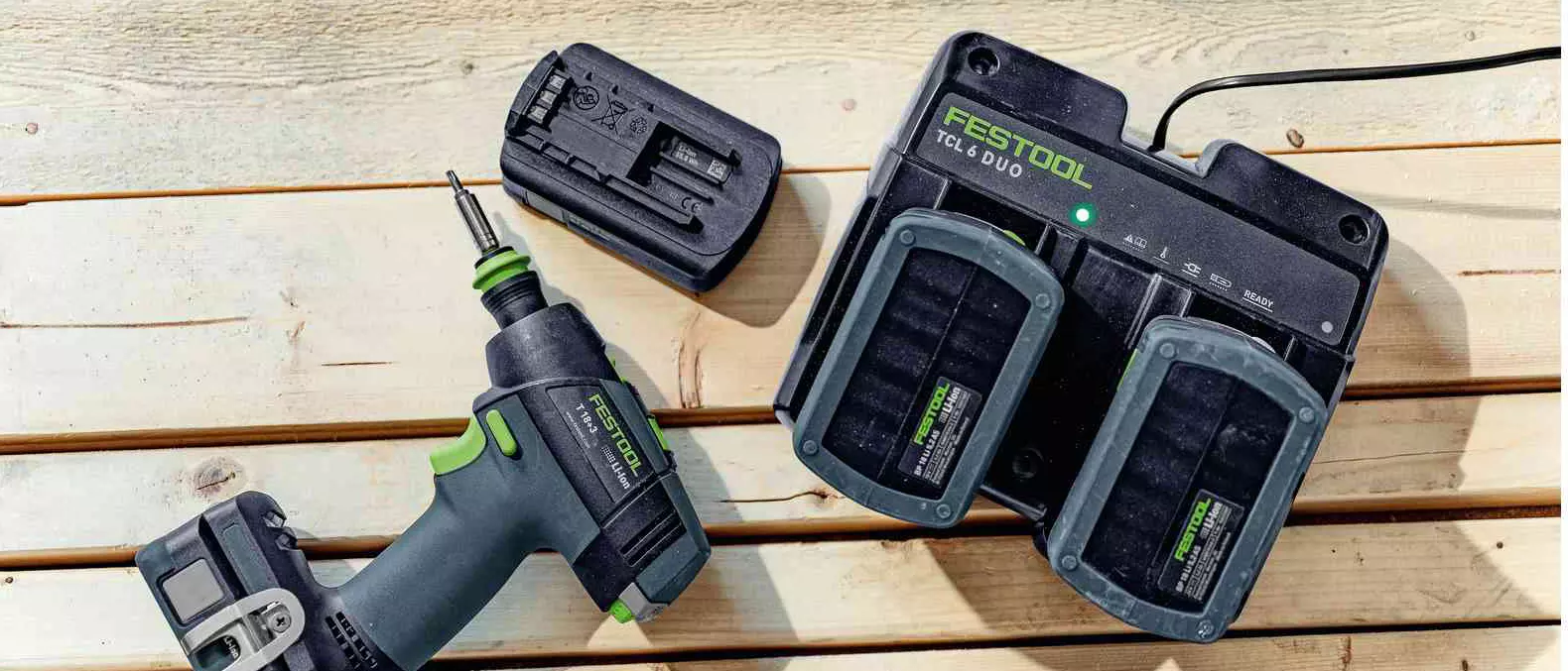 Festool TCL 6 Dual Charger, charge two 18v Festool batteries at once