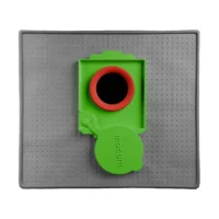 Macam reusable filter bag for Festool CT 36, front view of grey fleece with green collar, red inlet port and hinged cap