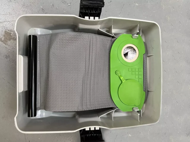 Macam reusable filter bag in green with gray fleece, installed inside a Festool CT Mini or Midi dust extractor tank
