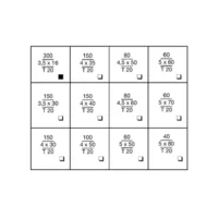 Grid showing 12 screw sizes included in Spax Systainer kit, ranging from 3.5x16mm to 5x80mm, all T20 STAR plus, with checkbox selection