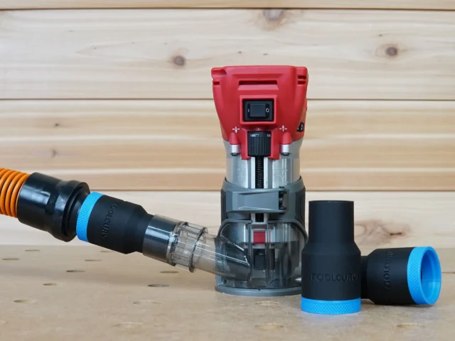 use your shop vac 1-1/4" hose with your Milwaukee M18 Router