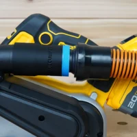 Use your standard shop vac 1-1/4" hose with your Dewalt 20v Max Belt Sander