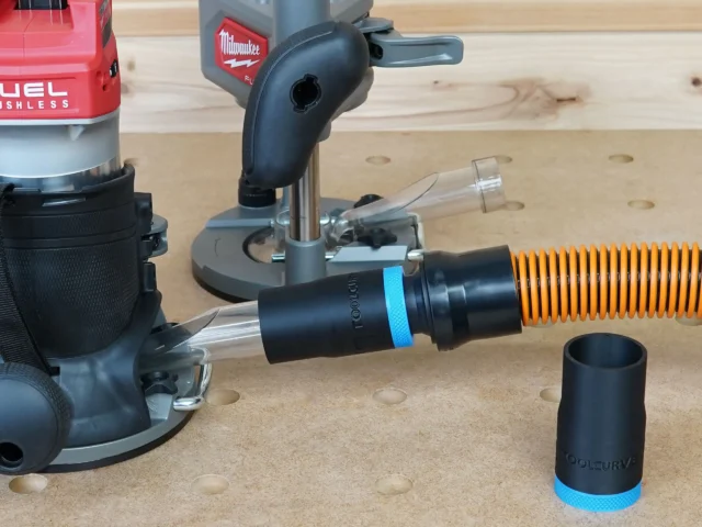 Milwaukee M18 2 1/4 HP Cordless router hose adapter for Shop Vac 1 1/4" Hose