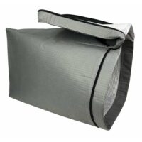 Macam Reusable Longlife Filter Bag for CT 48, gray three-layer polyester with black zipper and handle, shown rolled open