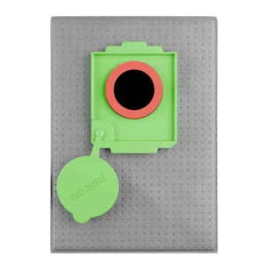 Macam reusable grey fleece filter bag for Festool CT 48, front view with green inlet collar and cap open