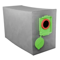 Macam reusable filter bag for Festool CT 48 dust extractor, showing green clip-on housing with red ring and gray perforated collection bag