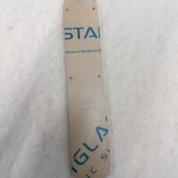 Tan acrylic template strip with blue ToolCurve branding and mounting holes, marked for Dewalt miter saw compatibility