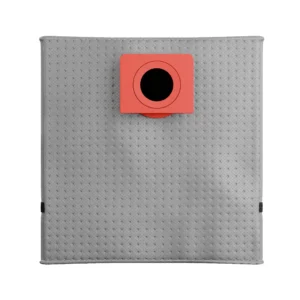 Macam reusable grey polyester dust bag for Milwaukee M18 Fuel vacs, front view with red inlet collar