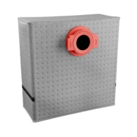 Gray polyester reusable dust bag with red plastic collar and circular opening, designed for Milwaukee M18 Fuel Nexus vacuums