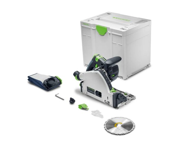 Festool TSC 55 KS cordless track saw with Systainer, dust bag, blade, and included accessories